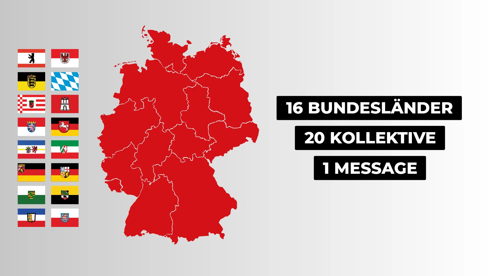 We Are Berlin – Eventorganisation – Diese Grafik wirbt für die elektronische Musikveranstaltung „We Are Berlin“ mit 20 verschiedenen Musikkollektiven aus allen 16 Bundesländern.